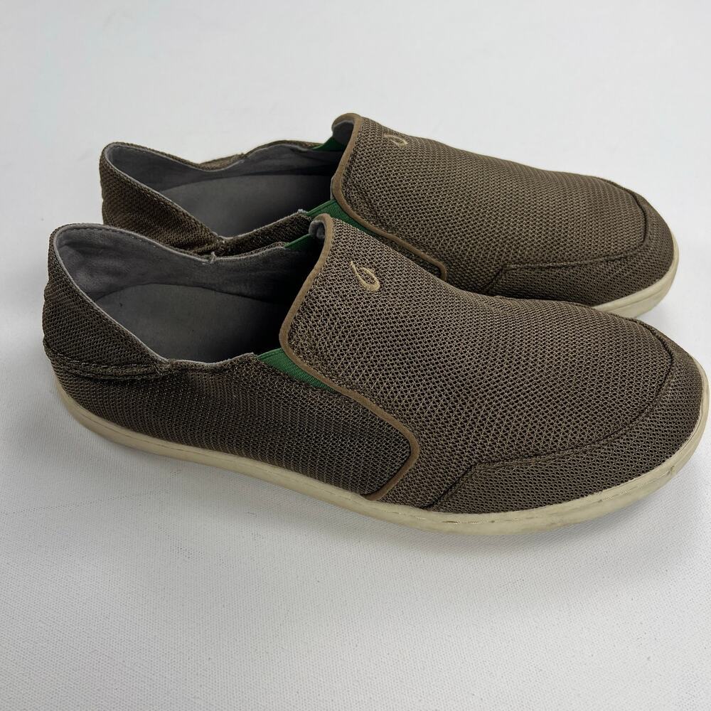 OluKai Nohea Mesh Slip On Shoes Collapsible Heels Mustang/Lime Peel Men Size 11
